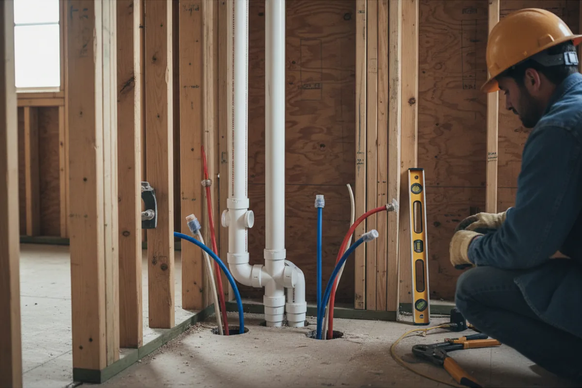 Drain and supply rough-in during Drain Cleaning in Valparaiso