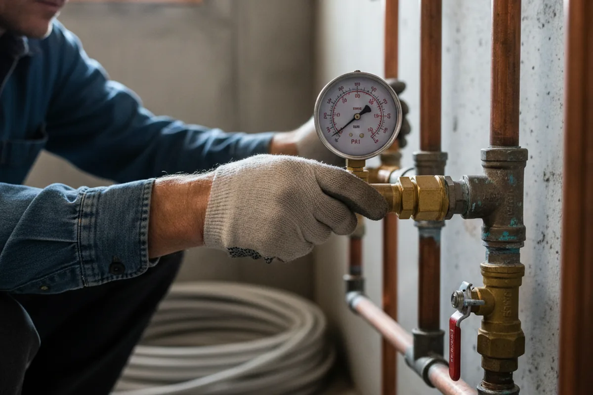 Pressure testing a repaired line during Water Line Repair in Valparaiso